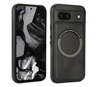 for Google Pixel 8A Thin Magnetic Wireless Charging Case, Slim Hybrid Cover with Magnetic Ring for Wireless Charger, Magnetic Car Mount & Wallet, Protective Shockproof Phone Case(Black)