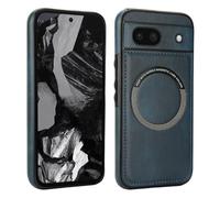 for Google Pixel 8A Thin Magnetic Wireless Charging Case, Slim Hybrid Cover with Magnetic Ring for Wireless Charger, Magnetic Car Mount & Wallet, Protective Shockproof Phone Case(Blue)