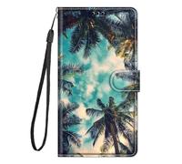 for Google Pixel 9/9 Pro Case, 3D Painted Flip Premium Wallet Phone Case Shockproof PU Leather Slim Magnet Protective Cover for Google Pixel 9/9 Pro with Kickstand Card Holder, Coconut tree