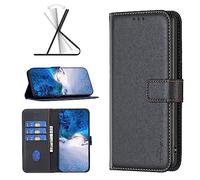 For Google Pixel 9 / Pixel 9 Pro Case Geniune Leather Shockproof Flip Wallet Folio Official Phone Case Magnetic Closure Stand Card Slots Bumper Cover for Google Pixel 9 / Pixel 9 Pro Black