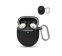 for Google Pixel Buds Pro 2 Wireless Earbuds,daunke Soft Silicone Protective Cover,Skin Case with Carabiner,Full Protection,Black