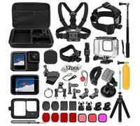 For GoPro Hero 13 Black Waterproof Case Chest Mount Strap Tempered Glass Screen Protector with Selfie Stick Adventure Sports ydqb