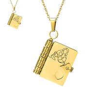 For Granddaughter - A Link That Can Never Be Undone Book Necklace, Personalized Granddaughter Book Necklace, Chapter book necklace for granddaughter Gifts (Gold)