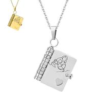 For Granddaughter - A Link That Can Never Be Undone Book Necklace, Personalized Granddaughter Book Necklace, Chapter book necklace for granddaughter Gifts (Silver)