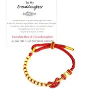 For Granddaughter - A Link That Can Never Be Undone I'll Be There for The Highs And Lows Peach Blossom Knot Braided Bracelet, Granddaughter Adjustable Bracelets from Grandma (Red)