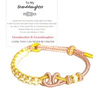 For Granddaughter - A Link That Can Never Be Undone I'll Be There for The Highs And Lows Peach Blossom Knot Braided Bracelet, Granddaughter Adjustable Bracelets from Grandma (pink)