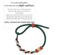 For Granddaughter - A Link That Can Never Be Undone I'll Be There for The Highs And Lows Peach Blossom Knot Braided Bracelet, Granddaughter Adjustable Bracelets from Grandma (green)