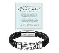 For Granddaughter - A Link That Can Never Be Undone Peach Blossom Knot Bracelet, Granddaughter Bracelet from Grandma Always Brave And Strong Adjustable Hand Braided DIY Bracelet For Women Christmas