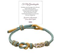 For Granddaughter - A Link That Can Never Be Undone Peach Blossom Knot Bracelet, Granddaughter Bracelet from Grandma Always Brave And Strong Adjustable Hand Braided DIY Bracelet For Women Christmas