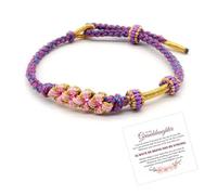 For Granddaughter - A Link That Can Never Be Undone Peach Blossom Knot Bracelet, Granddaughter Bracelet from Grandma Always Brave And Strong Adjustable Hand Braided DIY Bracelet For Women Christmas