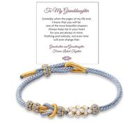 For Granddaughter - A Link That Can Never Be Undone Peach Blossom Knot Bracelet, Granddaughter Bracelet from Grandma Always Brave And Strong Adjustable Hand Braided DIY Bracelet For Women Christmas