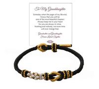 For Granddaughter - A Link That Can Never Be Undone Peach Blossom Knot Bracelet, Granddaughter Bracelet from Grandma Always Brave And Strong Adjustable Hand Braided DIY Bracelet For Women Christmas