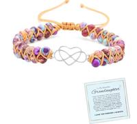 For Granddaughter - A Link That Can Never Be Undone Peach Blossom Knot Bracelet, Granddaughter Bracelet from Grandma Always Be Brave And Be Strong Adjustable Braided Bracelets for Women Jewelry