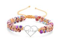 For Granddaughter - A Link That Can Never Be Undone Peach Blossom Knot Bracelet, Granddaughter Bracelet from Grandma Always Be Brave And Be Strong Adjustable Braided Bracelets for Women Jewelry