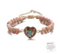 For Granddaughter - A Link That Can Never Be Undone Peach Blossom Knot Bracelet, Granddaughter Bracelet from Grandma Always Be Brave And Be Strong Adjustable Braided Bracelets for Women Jewelry