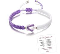 For Granddaughter - A Link That Can Never Be Undone Peach Blossom Knot Bracelet, Granddaughter Bracelet from Grandma Always Be Brave And Be Strong Adjustable Braided Bracelets for Women Jewelry