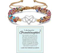 For Granddaughter - A Link That Can Never Be Undone Peach Blossom Knot Bracelet, Granddaughter Bracelet from Grandma Always Brave And Strong Adjustable Hand Braided DIY Bracelet For Women Christmas