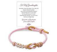 For Granddaughter - A Link That Can Never Be Undone Peach Blossom Knot Bracelet, Granddaughter Bracelet from Grandma Always Brave And Strong Adjustable Hand Braided DIY Bracelet For Women Christmas