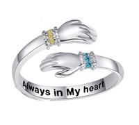 For Granddaughter - Always Keep Me In Your Heart Custom Birthstone Hug Ring, Adjustable Custom Hug Rings for Women, Stainless Steel Womens Birthstone Rings
