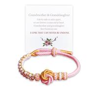For Granddaughter Bracelet A Link That Can Never Be Undone Peach Blossom Knot Bracelet, To My Granddaughter Bracelet from Grandma, Adjustable Braided Bracelets for Women Inspirational Birthday Jewelry