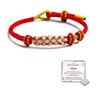 For Granddaughter - Grandmother And Granddaughter A Link That Can Never Be Undone Peach Blossom Knot Bracelet, Peach Blossom Adjustable Braided Bracelet, Granddaughter Bracelet from Grandma (Red)