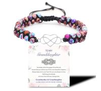 For Granddaughter, Infinity Heart Bracelet, Double Layer Natural Jasper and Emperor Stone Beaded Wrap Bracelet, Adjustable Hand, Woven Design, Thoughtful Christmas or Birthday Gift for Granddaughter