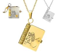 For Granddaughter - Love You Always & Forever Book Necklace, Stylish Personalization Hummingwings book necklace, For Granddaughter - The Little Star Most Beautiful Chapter Book Necklace (Gold)
