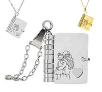 For Granddaughter - Love You Always & Forever Book Necklace, Stylish Personalization Hummingwings book necklace, For Granddaughter - The Little Star Most Beautiful Chapter Book Necklace (Silver)