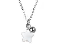 For Granddaughter - My Little Star Pearl Star Necklace, S925 Sterling Silver Shell Star Shaped Necklace for Granddaughter,Graduation Birthday Pendant Jewelry with Message Card and Gift Box (Silver)