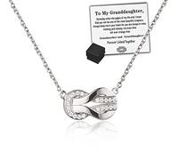 For Granddaughter - S925 Silver Knot Infinity Necklace, Grandmother and Granddaughter Knot Infinity Necklace, to My Granddaughter Forever Linked Together Necklace (Silver)