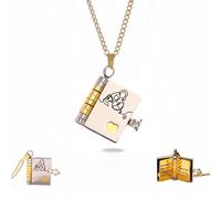 For Granddaughter - The Most Beautiful Chapter Book Necklace, Granddaughter Chapter Book Necklace with 6 Pages Engraved Information, Granddaughter Gifts from Grandma (Mix)