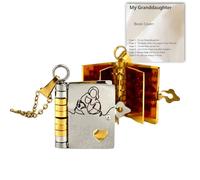 For Granddaughter - The Most Beautiful Chapter Book Necklace,Granddaughter Gifts from Grandma,Adjustable 925 Silver Book Pendant Granddaughter Necklace,with 6 Pages Engraved Information (Silver)