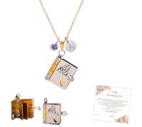 For Granddaughter - The Most Beautiful Chapter Book Necklace, Grandma for Granddaughter Custom A-Z Initial Birthstone Mini Book Pendant Necklace Gifts with 6 Pages Engraved Information