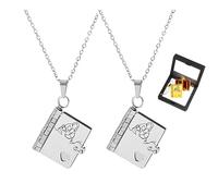 For Granddaughter -The Most Beautiful Chapter Book Necklace, Hencethus Book Necklace, Granddaughter Books Necklaces from Grandma (Silver-2)