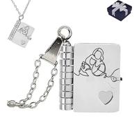 For Granddaughter - The Most Beautiful Chapter Book Necklace, My Incredible Granddaughter Little Star Book Necklaces from Grandma, Personalized Mini Engraved Necklace from Grandma (Silver)