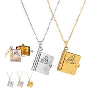 For Granddaughter - The Most Beautiful Chapter Book Necklace, To My Granddaughter Necklace, Adjustable Book Pendant with 6 Pages Engraved Information, Granddaughter Gifts from Grandma (2Pcs/B)