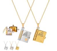 For Granddaughter - The Most Beautiful Chapter Book Necklace, To My Granddaughter Necklace, Adjustable Book Pendant with 6 Pages Engraved Information, Granddaughter Gifts from Grandma (2Pcs/C)