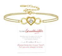 For Granddaughter - You Are The Most Beautiful Chapters Heart Infinity Bracelet, Double Layers Heart Granddaughter Bracelet from Grandma, Adjustable Infinity Forever Love heart bracelet (Gold)