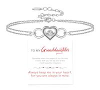 For Granddaughter - You Are The Most Beautiful Chapters Heart Infinity Bracelet, Double Layers Heart Granddaughter Bracelet from Grandma, Adjustable Infinity Forever Love heart bracelet (Silver)