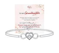 For Granddaughter - You Are The Most Beautiful Chapters Heart Infinity Bracelet, S925 Sterling Silver Double Layers Heart Bracelet, Ajustable Infinity Bracelets Gift for Granddaughter (Silver)