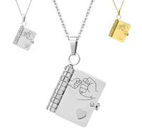 For Grandkids - My Love Stays With You Book Necklace, The Most Beautiful Chapter My Little Star Book Necklace, Personalized Multi Layer Books-Shaped Pendant necklace (Silver)