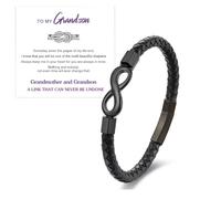 For Grandson - Grandmother and Grandson A link That Can Never Be Undone Ceramic Braided Bracelet, Stainless Steel Knot Bracelet for Men, Christmas Gifts for Grandkids (Black, 23cm)