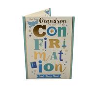For Grandson On Your Confirmation Bold Lettering Design Religious Greeting Card