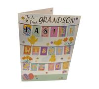 For Grandson Vibrant Patterns Bunting Design Easter Card