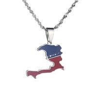 For Haiti Stainless Steel Map Pendant Necklaces Map Jewelry Gold Color Items for Bridal Women Man Party Gifts Earrings Sets Round Ball Jewelry (Model 2)
