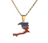 For Haiti Stainless Steel Map Pendant Necklaces Map Jewelry Gold Color Items for Bridal Women Man Party Gifts Earrings Sets Round Ball Jewelry (Model 1)