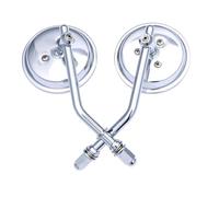 For Harley Dyna Bobber Chopper Old School 1982-2018 Up 8mm Motorcycle Mirror Short Stem 3"Round Rearview Mirror Handlebar Mirror(Chrome)