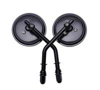 For Harley Dyna Bobber Chopper Old School 1982-2018 Up 8mm Motorcycle Mirror Short Stem 3"Round Rearview Mirror Handlebar Mirror(Black)