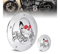 For Harley Softail Derby Cover, Sresk 3D Skull 5 Hole Derby Timer Engine Timing Cover Points Covers for Harley 1999-2014 Big Twin Cam EVO Touring Road King Electra Glide FLHR FLHX FXST Dyna (Chrome R)