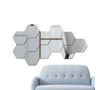 For Hexagon Acrylic Mirror Wall Stickers for Innovative Decor 12 Pieces (silver)